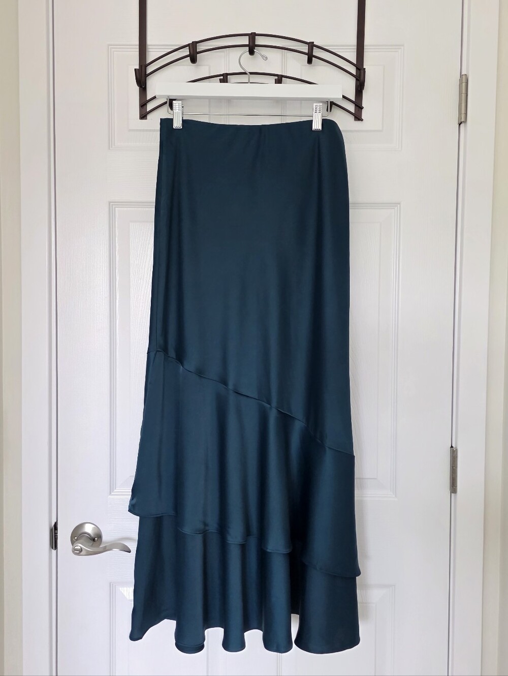 Banana Republic Teal Asymmetric Tiered Maxi Skirt